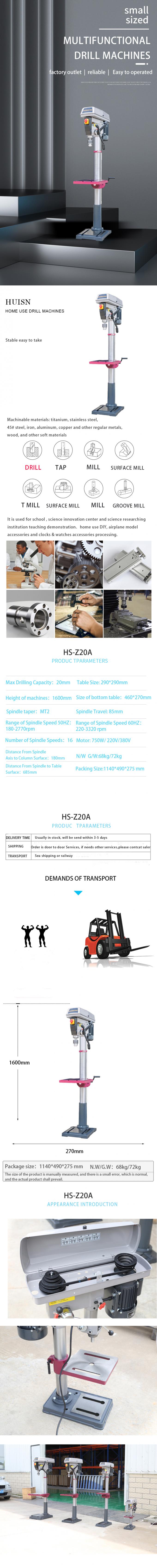 Macchina del supporto della stampa di trapano di alta qualità a uso medio ad alta velocità di HS Z20A 750W mini
